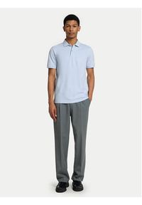 Selected Homme Polo 16095851 Błękitny Slim Fit. Typ kołnierza: polo. Kolor: niebieski. Materiał: bawełna