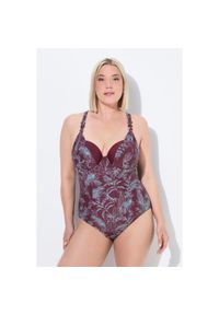 ULLA POPKEN - Damski Strój kąpielowy dżungla miękkie miseczki fiszbiny z recyklingu. Kolekcja: plus size. Kolor: wielokolorowy, fioletowy, różowy. Materiał: poliamid, materiał, elastan #1