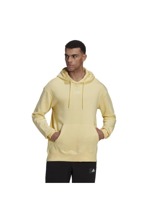 Adidas - Bluza z polaru bawełnianego adidas. Kolor: żółty. Materiał: polar, bawełna