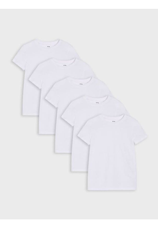 Sinsay - Koszulki 5 pack - biały. Kolor: biały