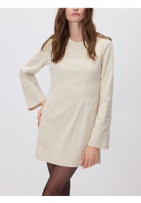 Reserved - Sukienka mini - beżowy. Kolor: beżowy. Materiał: tkanina. Długość: mini #1