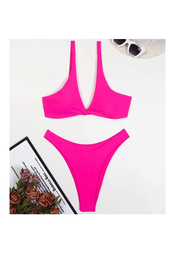 Intica - Bikini z trójkątnym topem na plażę i basen Muire. Kolor: różowy. Materiał: materiał
