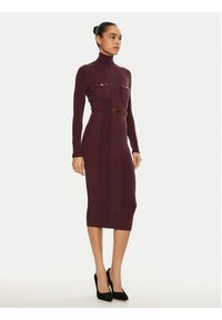 Elisabetta Franchi Sukienka dzianinowa AM-25B-46E3-V440 Bordowy Slim Fit. Kolor: czerwony. Materiał: lyocell #5