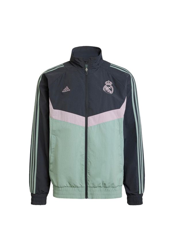 Adidas - Bluza dresowa Real Madrid Seasonal. Kolor: szary, zielony, wielokolorowy. Materiał: dresówka. Wzór: aplikacja. Sport: piłka nożna