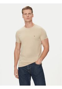 TOMMY HILFIGER - Tommy Hilfiger T-Shirt MW0MW10800 Beżowy Slim Fit. Kolor: beżowy. Materiał: bawełna #1