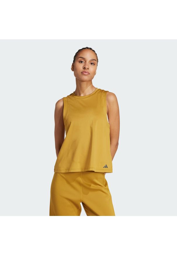 Adidas - Koszulka Yoga Tank. Kolor: zielony, wielokolorowy, brązowy. Technologia: ClimaCool (Adidas). Sport: joga i pilates