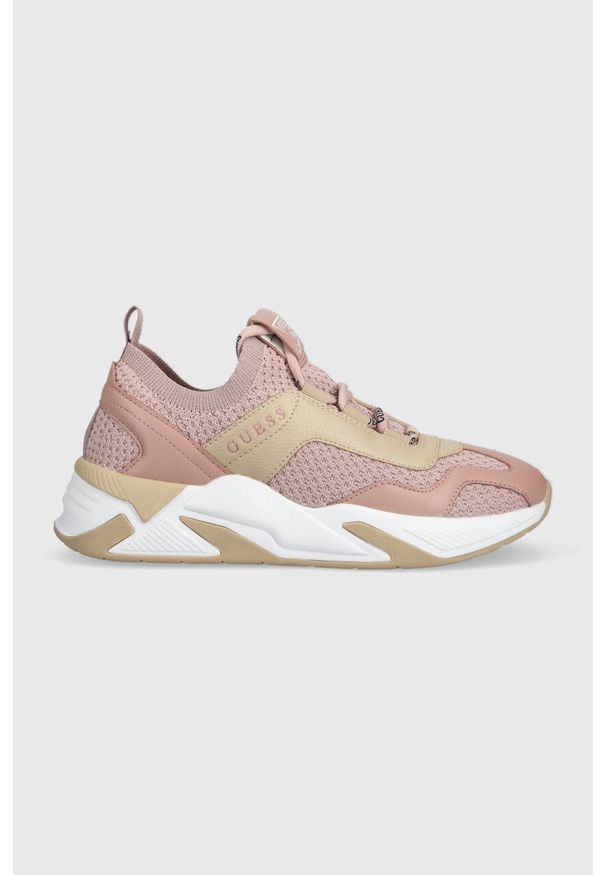 Guess sneakersy GENIVER kolor różowy FL6GVN FAB12. Nosek buta: okrągły. Zapięcie: sznurówki. Kolor: różowy. Materiał: guma. Obcas: na platformie