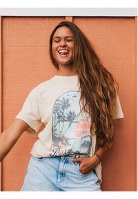 Roxy T-Shirt ERJZT06023 Beżowy Regular Fit. Kolor: beżowy. Materiał: bawełna #3