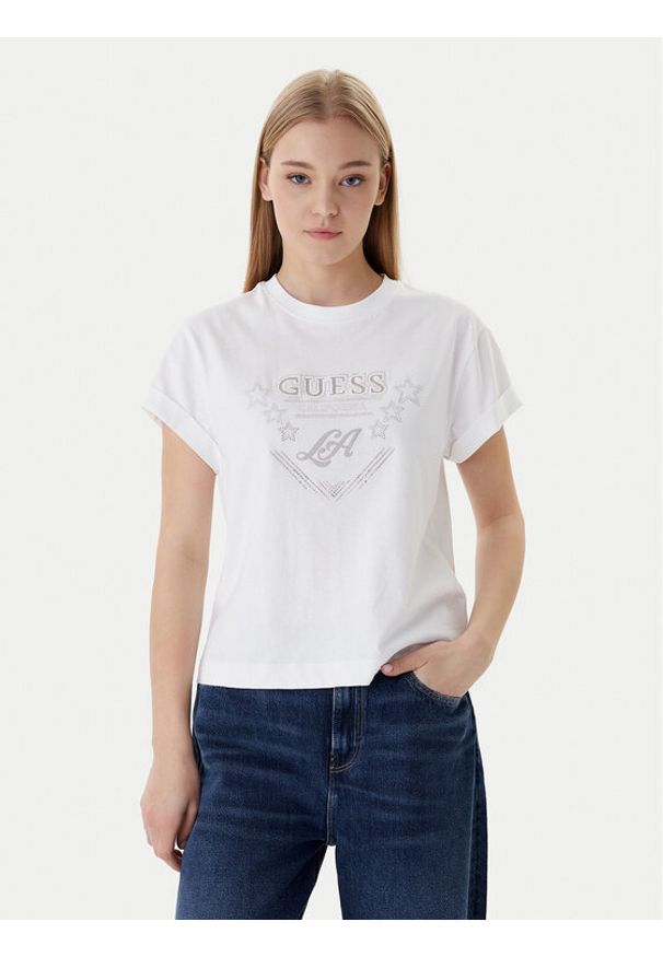 Guess T-Shirt W6RI30 I3Z14 Biały Regular Fit. Kolor: biały. Materiał: bawełna