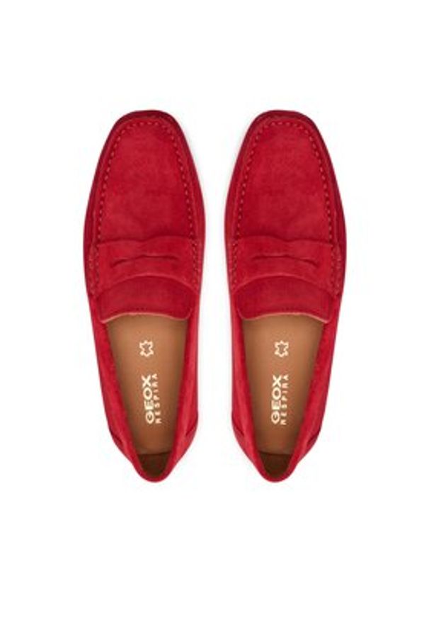 Geox Mokasyny U Kosmopolis + Grip U35CFB 00020 C7000 Czerwony. Kolor: czerwony. Materiał: zamsz, skóra
