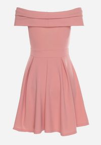 Born2be - Różowa Sukienka z Hiszpańskim Dekoltem o Rozkloszowanym Fasonie Vilenia. Okazja: na co dzień. Kolor: różowy. Typ sukienki: rozkloszowane. Styl: casual, elegancki #5