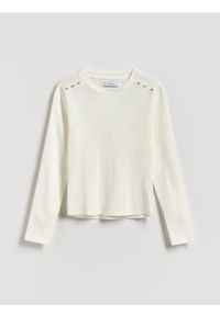 Reserved - Koszulka z ozdobnymi guzikami - złamana biel. Materiał: bawełna #1