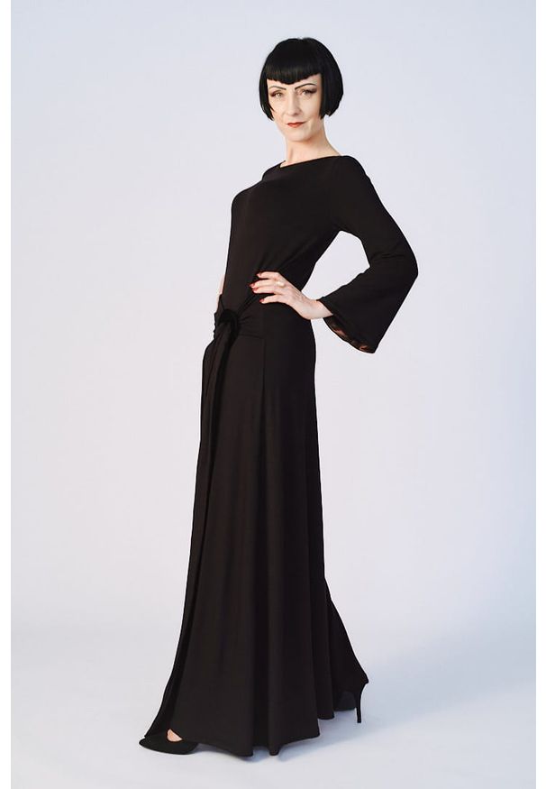 Hultaj Polski - Sukienka Marlena Czarna. Okazja: na co dzień. Kolor: czarny. Materiał: wiskoza, tkanina, jedwab, lycra. Typ sukienki: proste. Styl: casual, elegancki