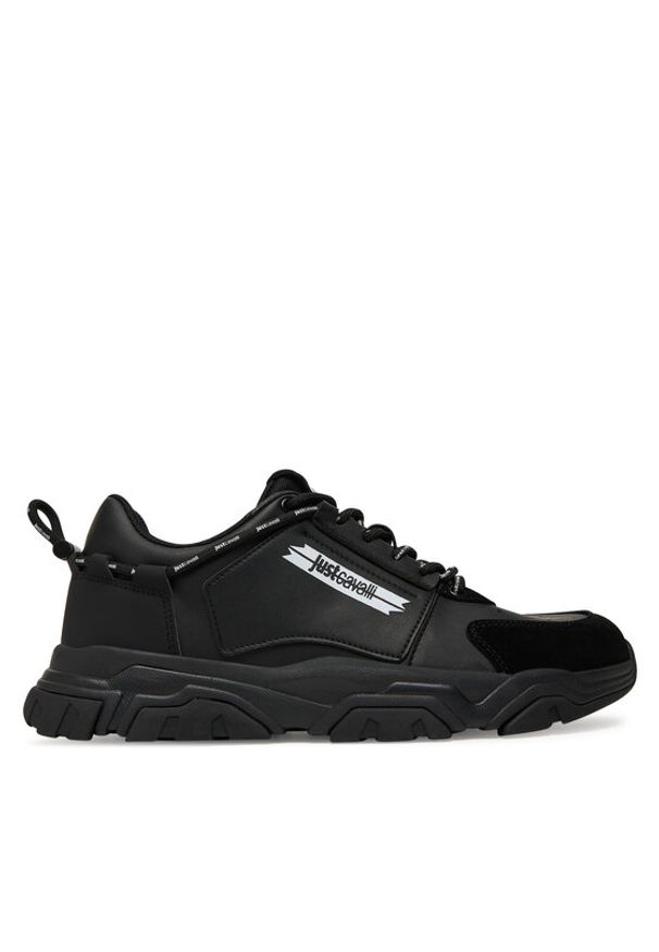 Just Cavalli Sneakersy 79QA3SH1 Czarny. Kolor: czarny. Materiał: skóra