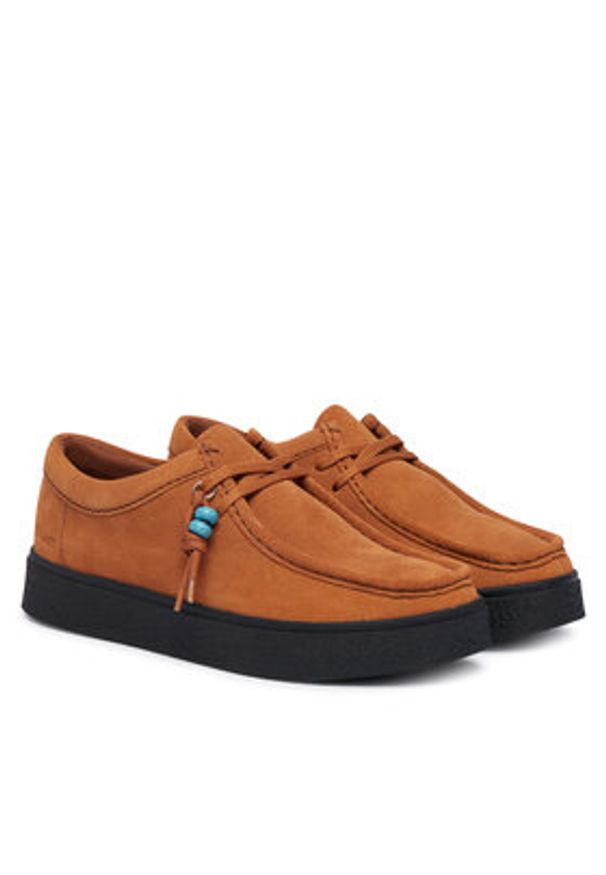 Clarks Półbuty Boxbee Walla 26328027 Brązowy. Kolor: brązowy. Materiał: skóra, zamsz