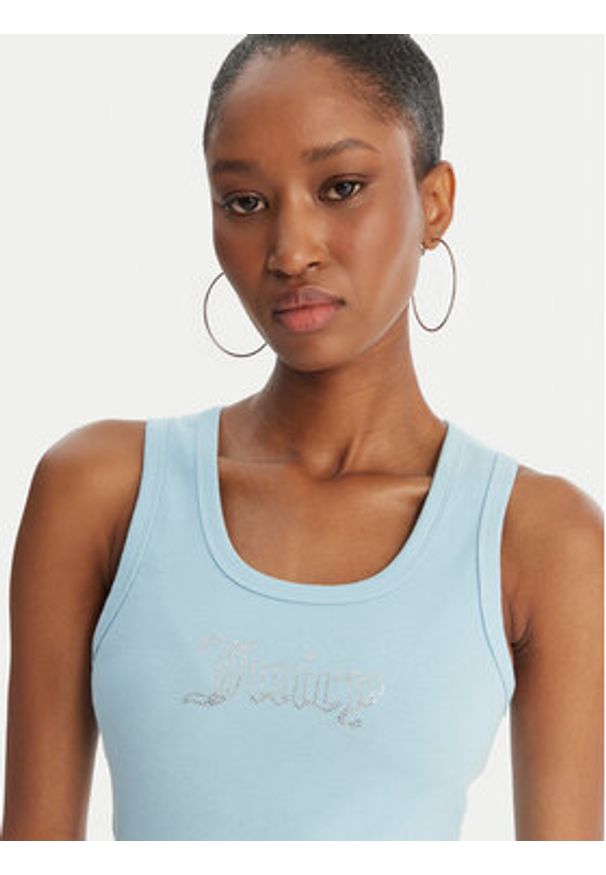 Juicy Couture Top Thin Strap JCWLV126308 Błękitny Slim Fit. Kolor: niebieski. Materiał: bawełna
