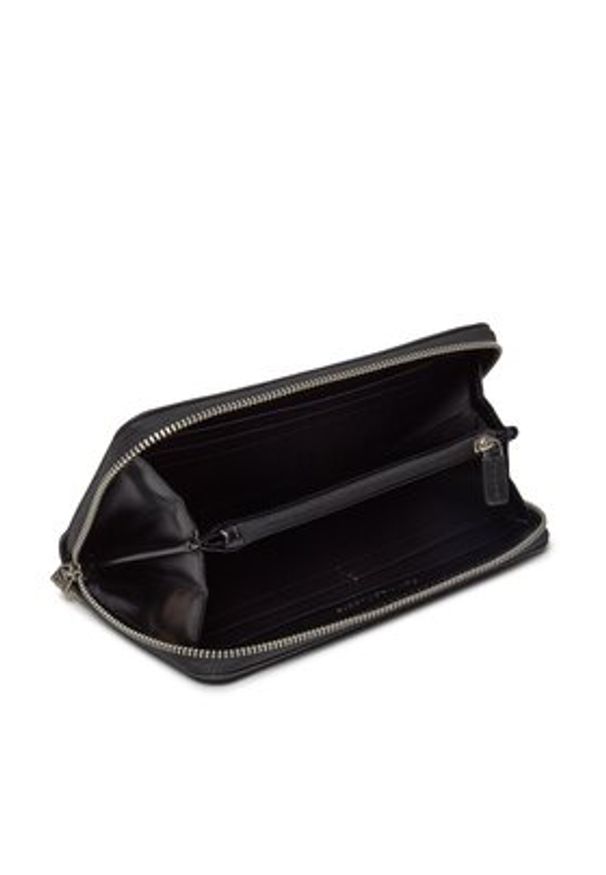 Calvin Klein Duży Portfel Damski Ultralight Zip Around W/Wristlet K60K611498 Czarny. Kolor: czarny. Materiał: skóra