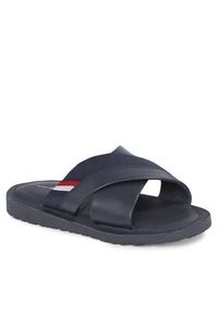 TOMMY HILFIGER - Tommy Hilfiger Klapki Core Hilfiger Lth Criss C Sandal FM0FM05010 Granatowy. Kolor: niebieski #5