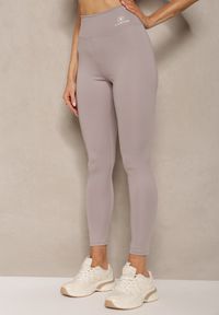 Renee - Szare Legginsy High Waist z Gumką w Pasie Cloen. Okazja: na co dzień, na spacer. Stan: podwyższony. Kolor: szary. Styl: klasyczny, casual #4