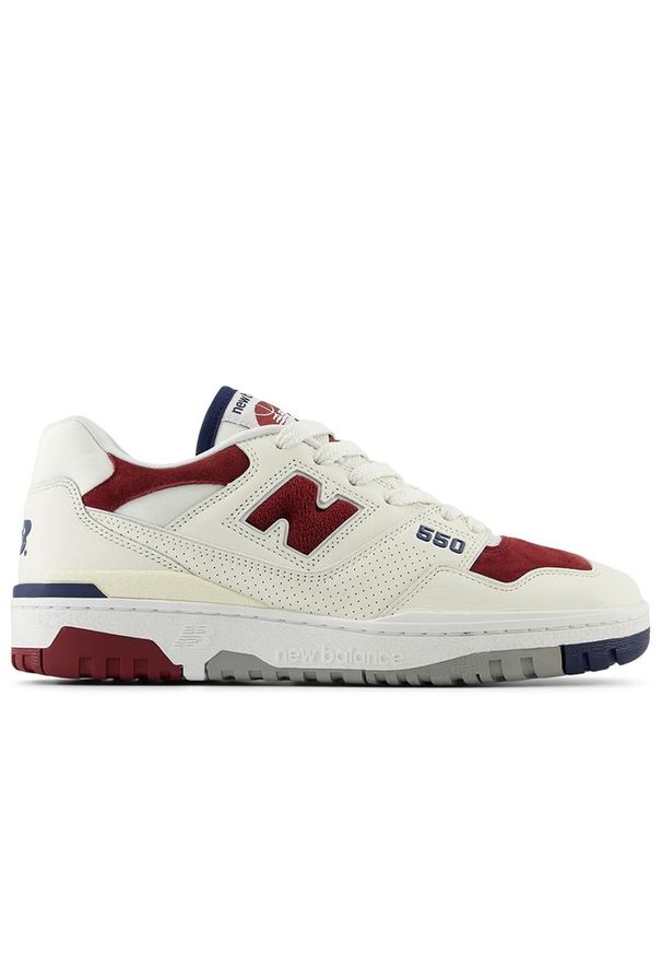 Buty New Balance BB550VRC - beżowe. Okazja: na co dzień. Kolor: beżowy. Materiał: materiał, syntetyk, guma, skóra. Szerokość cholewki: normalna. Sport: koszykówka, turystyka piesza