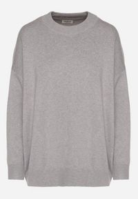 Born2be - Szary Gładki Sweter z Rękawami Typu Nietoperz Ralanevia. Okazja: do pracy, na co dzień. Kolor: szary. Wzór: gładki. Styl: casual #4