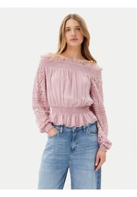 Guess Bluzka W5GH0S WE550 Różowy Regular Fit. Kolor: różowy. Materiał: wiskoza