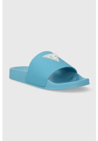 Guess klapki GUESS BEACH SLIPPERS damskie kolor turkusowy E3GZ12 BB00F. Kolor: turkusowy. Materiał: materiał, guma #2