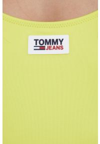 TOMMY HILFIGER - Tommy Hilfiger jednoczęściowy strój kąpielowy kolor żółty miękka miseczka. Kolor: żółty. Materiał: poliester, materiał