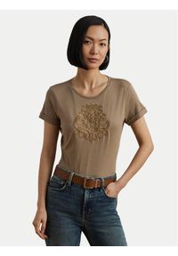 Lauren Ralph Lauren - LAUREN RALPH LAUREN T-Shirt 200963905002 Beżowy Relaxed Fit. Kolor: beżowy. Materiał: bawełna