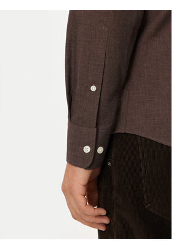 Selected Homme Koszula 16094903 Brązowy Slim Fit. Kolor: brązowy. Materiał: wiskoza, bawełna