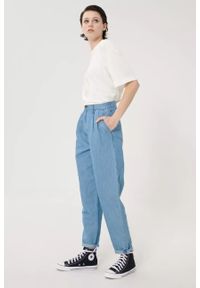 Lee - LEE PLEATED STELLA TAPER DAMSKIE SPODNIE JEANSOWE JEANSY LIGHT LINNEN L30VNBYK 112106839