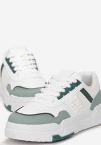 Born2be - Biało-Zielone Sneakersy na Platformie Faelindra. Kolor: zielony. Obcas: na platformie #5