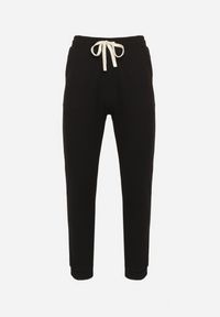 Born2be - Czarne Spodnie Dresowe z Bawełną i Sznurkami Arlania. Okazja: na co dzień, na spacer. Kolor: czarny. Materiał: bawełna, dresówka. Styl: klasyczny, casual #3
