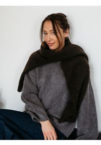 Reserved - Sweter z moherem i wełną - szary. Kolor: szary. Materiał: wełna, moher. Wzór: gładki #1
