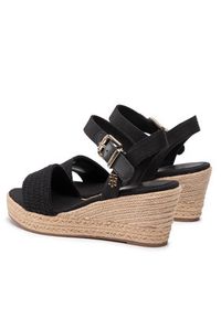 TOMMY HILFIGER - Tommy Hilfiger Espadryle Th Textured Low Wedge Sandal FW0FW06555 Czarny. Kolor: czarny. Materiał: materiał #3