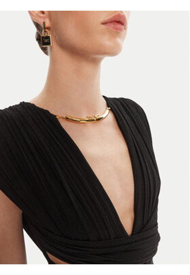 Elisabetta Franchi Sukienka wieczorowa AB-R15-56E2-V690 Czarny Regular Fit. Kolor: czarny. Materiał: wiskoza. Styl: wizytowy