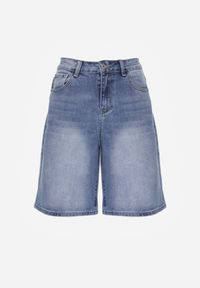 Renee - Niebieskie Szorty Jeansowe z Bawełny Jorts High Waist Sirenora. Okazja: na co dzień. Stan: podwyższony. Kolekcja: plus size. Kolor: niebieski. Materiał: jeans, bawełna. Wzór: gładki. Sezon: lato. Styl: casual #3