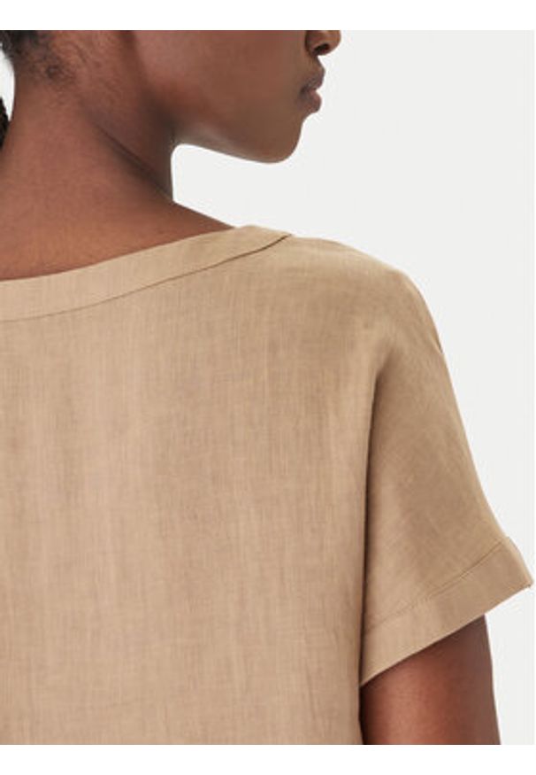 Marella T-Shirt Geyser 2615111132 Brązowy Regular Fit. Kolor: brązowy. Materiał: len