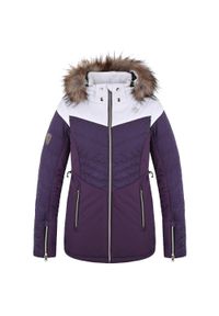 SWISS-SKI - Kurtka narciarska Loap Okinora damska - wodoodporna i oddychająca. Kolor: fioletowy, wielokolorowy, biały. Sezon: zima. Sport: narciarstwo #1