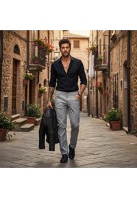 Lekkie, Bawełniane Spodnie - Wiosna, Lato - Pako Jeans - Szare. Kolor: szary. Materiał: elastan, bawełna. Sezon: wiosna, lato #2