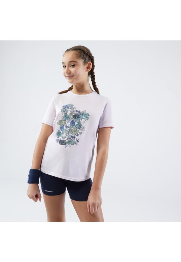 ARTENGO - Koszulka tenisowa dla dziewczynek Artengo Essentiel. Kolor: fioletowy. Materiał: poliester, materiał. Sport: tenis