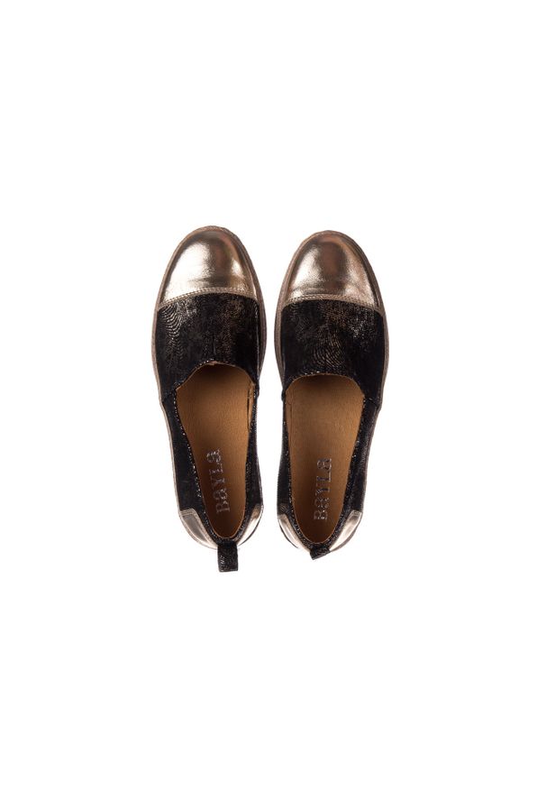 Espadryle Bayla-100 485 Czarny Złoty, Skóra naturalna. Kolor: czarny. Materiał: nubuk. Szerokość cholewki: normalna. Sezon: lato, wiosna. Styl: klasyczny