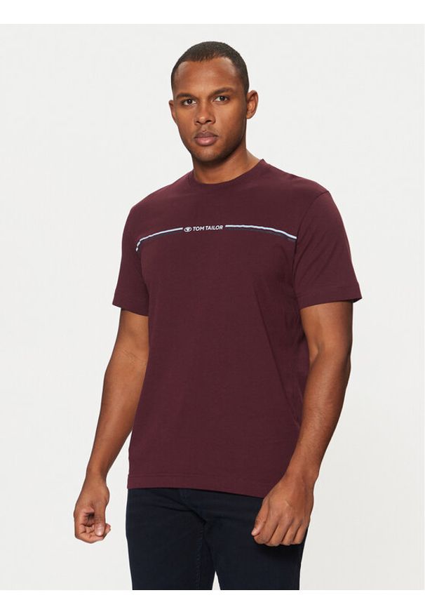 Tom Tailor T-Shirt 1037803 Bordowy Regular Fit. Kolor: czerwony. Materiał: bawełna