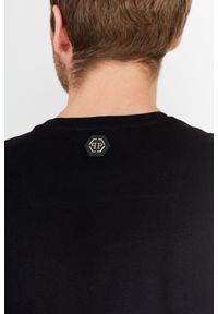 Philipp Plein - PHILIPP PLEIN Czarny t-shirt męski Platinum cut round neck space plein, Rozmiar XXL. Kolor: czarny. Materiał: prążkowany. Wzór: aplikacja #6