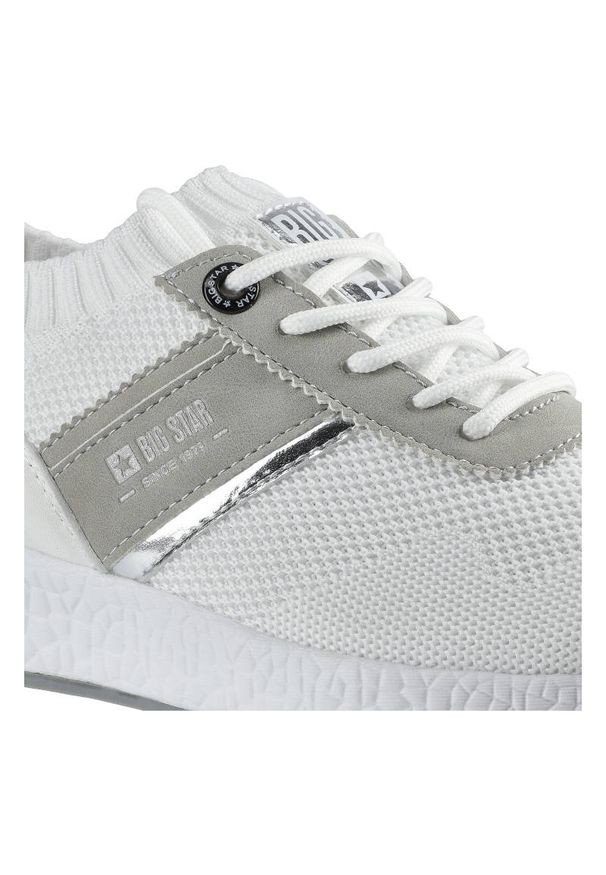 Big-Star - Białe Sneakersy Big Star Damskie Półbuty Lekkie. Okazja: na co dzień. Zapięcie: sznurówki. Kolor: biały. Materiał: materiał. Szerokość cholewki: normalna