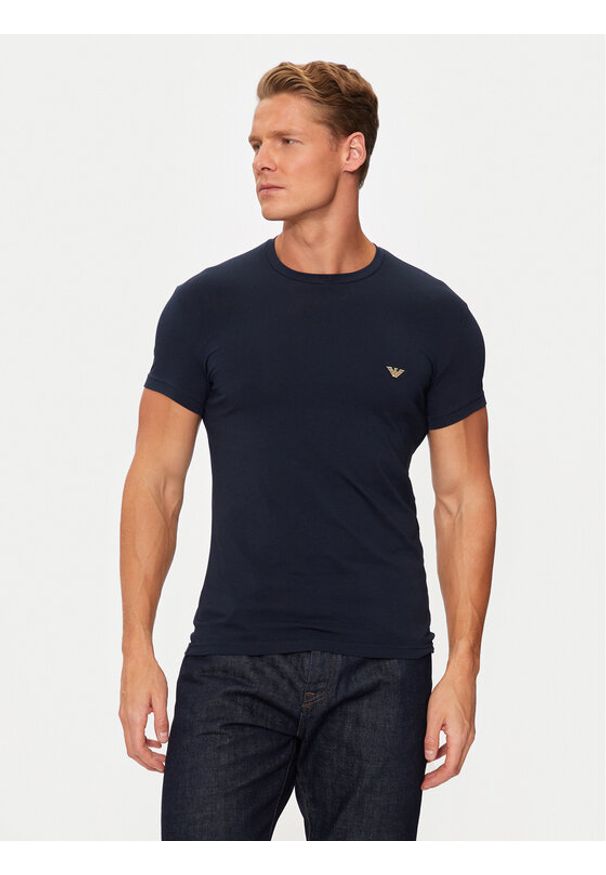 Emporio Armani Underwear T-Shirt 111035 4F512 00135 Granatowy Slim Fit. Kolor: niebieski. Materiał: bawełna