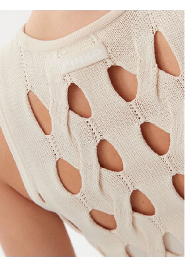 Pinko - PINKO Sukienka dzianinowa Allan 105190 A2LW Beżowy Regular Fit. Kolor: beżowy. Materiał: syntetyk
