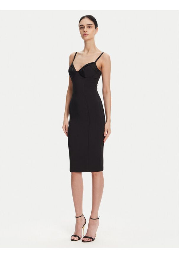 Elisabetta Franchi Sukienka koktajlowa AB-702-51E2 Czarny Regular Fit. Kolor: czarny. Materiał: syntetyk. Styl: wizytowy