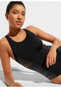 bonprix - Kostium kąpielowy z wstawkami po bokach. Kolor: czarny. Wzór: kolorowy #2