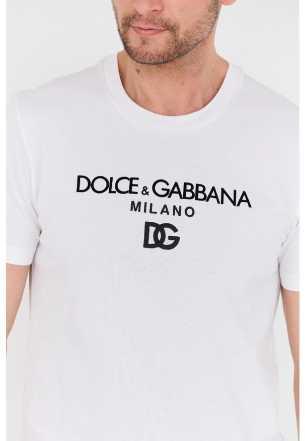Dolce and Gabbana - DOLCE & GABBANA Biały męski t-shirt, Rozmiar 48. Kolor: biały